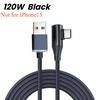 90-градусный угловой кабель USB C PD 120 Вт кабель быстрой зарядки типа C для iPhone 15 Pro Max Samsung Xiaomi зарядное устройство шнур передачи данных