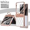 Luxury Diamond PU Leather Phone Case for Samsung Z Flip 8 7 6 5 4 Flip6 Flip7 Flip8 Ring Holder Hinge Protective Cover Women