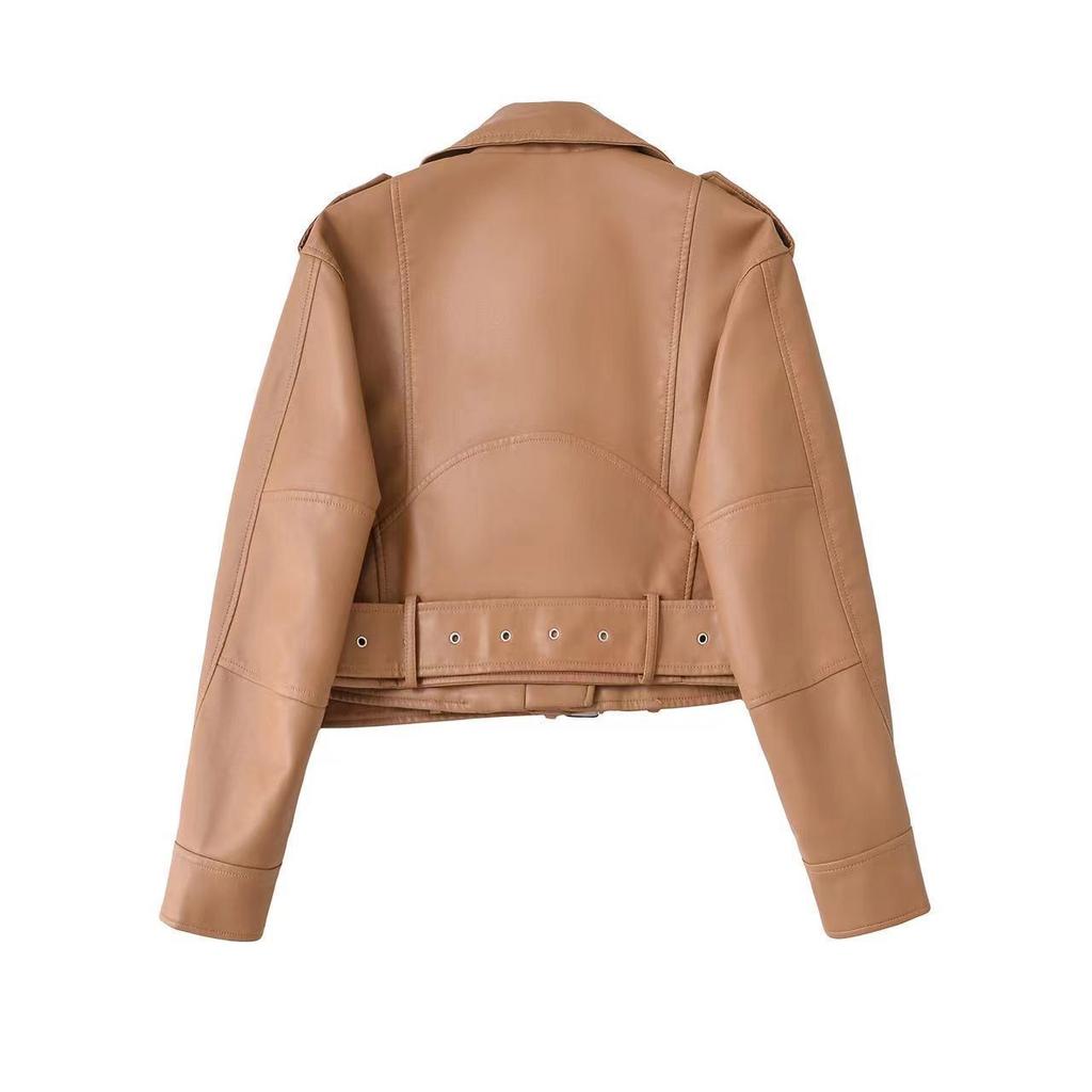 Мотоциклетная куртка из искусственной кожи европейско-американского стиля осень/весна 2025