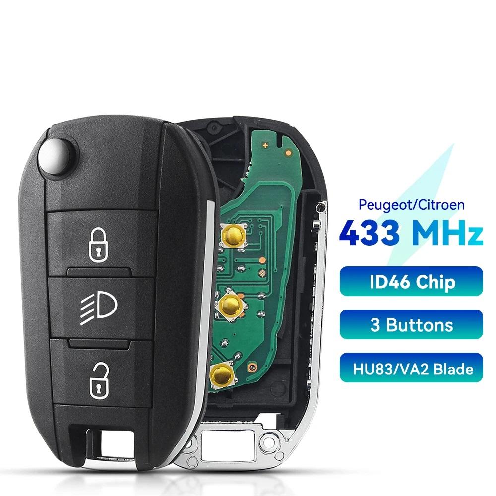 ID46 PCF7941 чип 3 кнопки автомобильный дистанционный брелок для Peugeot 208 2008 301 308 5008 508 для Citroen C-Elysee C4-Cactus 433 МГц