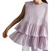 Tiered Frilled Round Stylish Easy Tiered Makes You Look Looks Chic Double Butt Pink [J-Scott] Ladies' Blouse, Sleeveless, Tunic, Neck, Feminine,