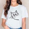 Fashion Women Black Cat Print T Shirt Funny Casual O-neck Short Sleeves T-shirt Summer Female Tee Shirt