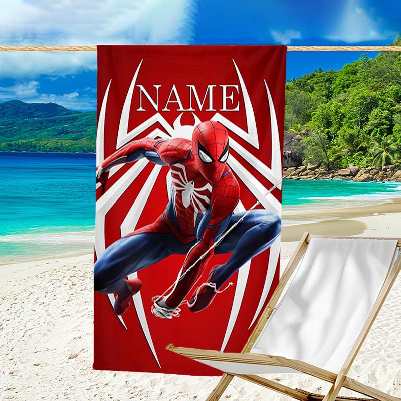 1pc Spider Man2 Beach Towel with Custom Name, Beach/Swimming/Bath/Picnic/Camping Towel, Suitable for Seaside Beaches