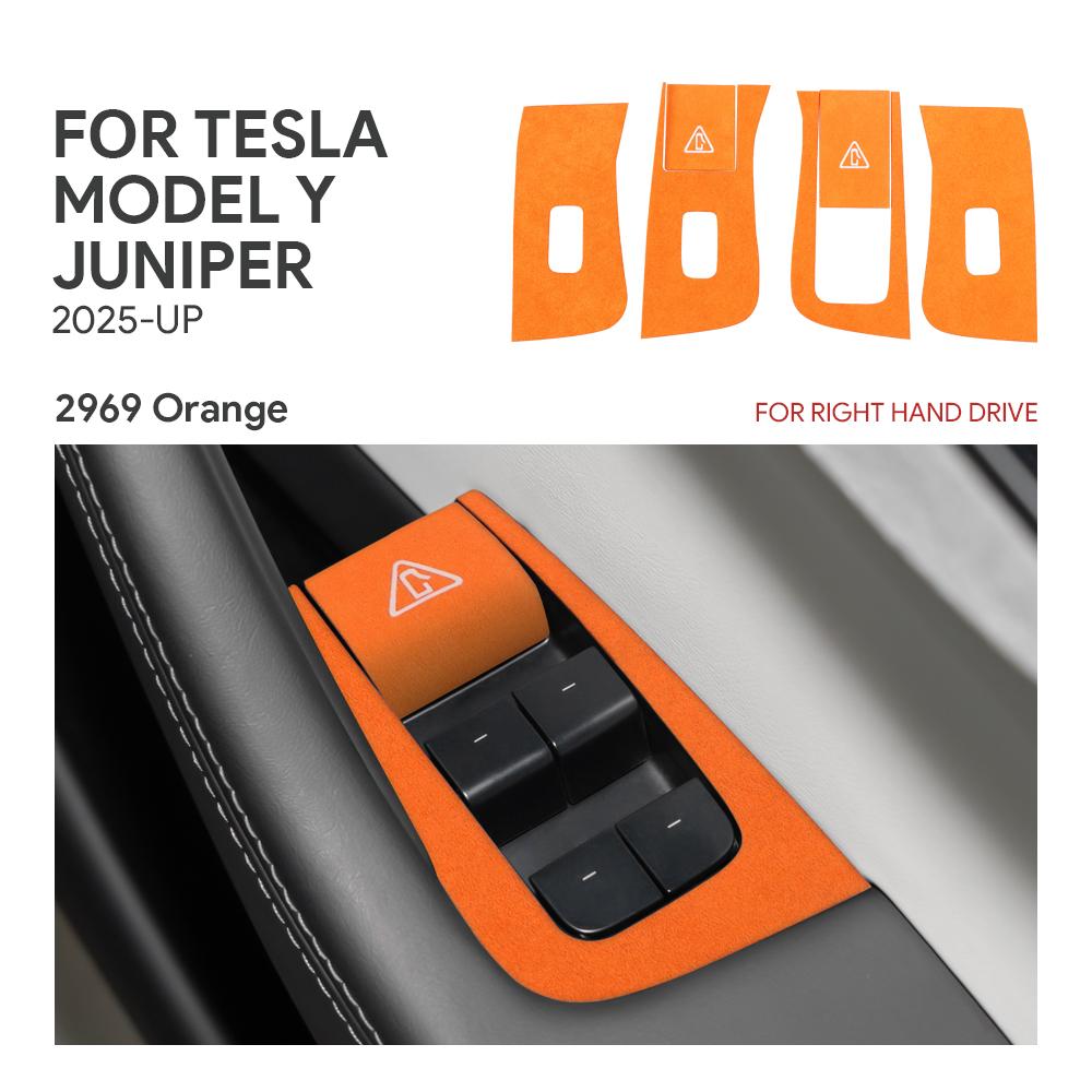 Итальянская накладка из алькантары для отделки верха LHD RHD для Tesla Model Y Juniper 2025 2026-Up переключатель стеклоподъемника аксессуары для интерьера автомобиля