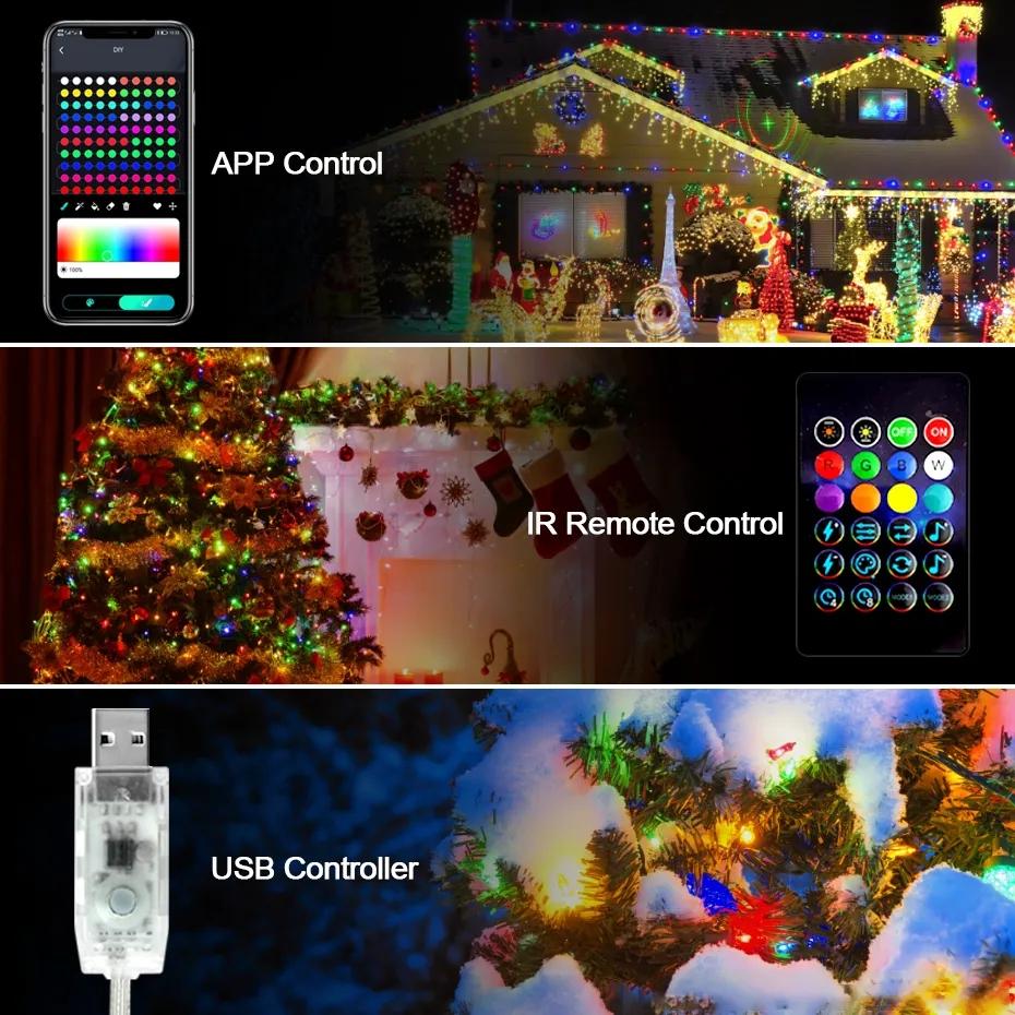Waterproof Smart 5V RGBIC WS2812b Led Strings Fairy Light 10M 100Leds Dreamcolor Chasing Home Outdoor Decoration Music Sync