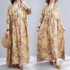 Season's New Vintage Print Loose Hem Long Dress