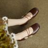 2024 Spring and Summer Retro Style Bow Tie Mary Janes Women's Shoes Round Toe Thick Heel Temperament Versatile Shallow Mouth