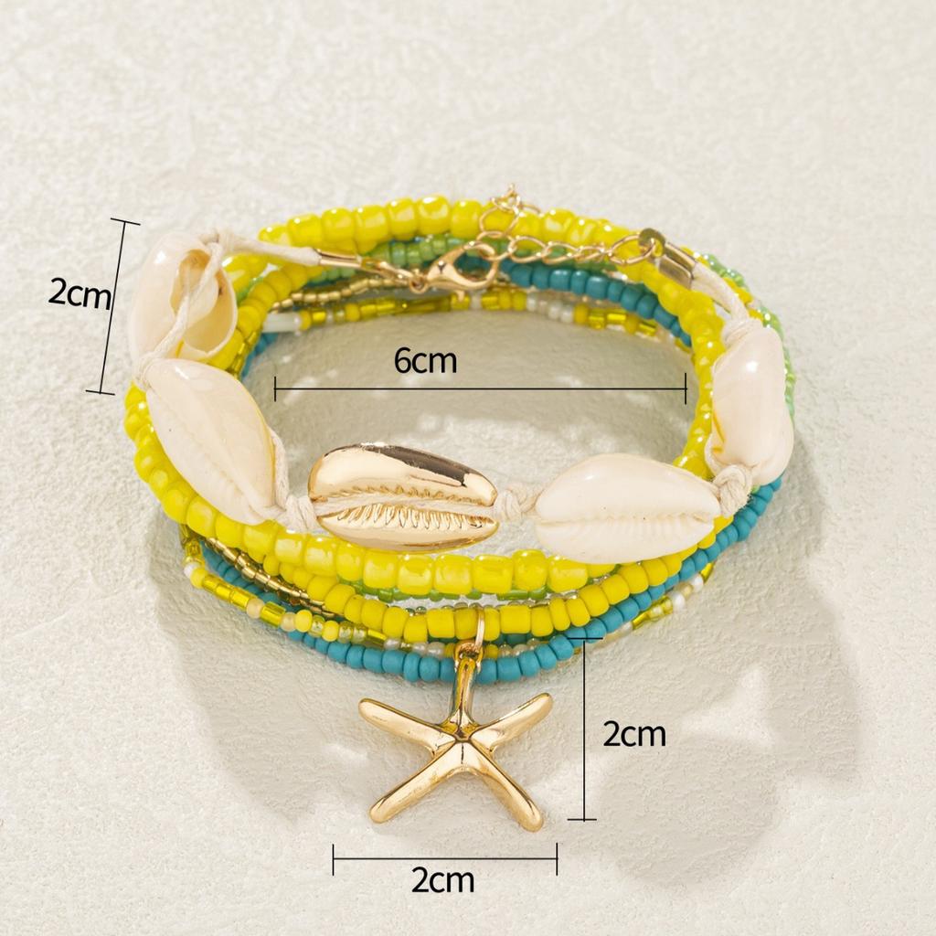 Bohemian Beads Starfish Pendant Bracelet Summer Beach Sea Shell Multilayer Jewelry Accessories