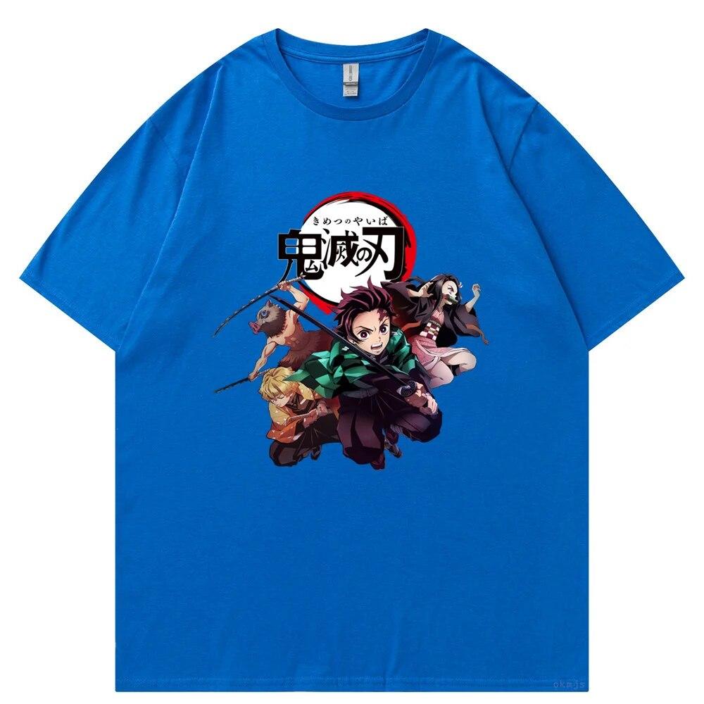 Футболка унисекс «Убийца демонов», футболки из 100% хлопка, футболка с аниме-принтом Rengoku Kyoujurou Nezuko Ninja, короткий топ Y2k, топы Harajuku