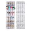 AEE2-1 PCS 24 Mesh Door Back Non-Woven Shoe Storage Hanging Bag Mesh Pocket Slipper Storage Bag Door Organizer White