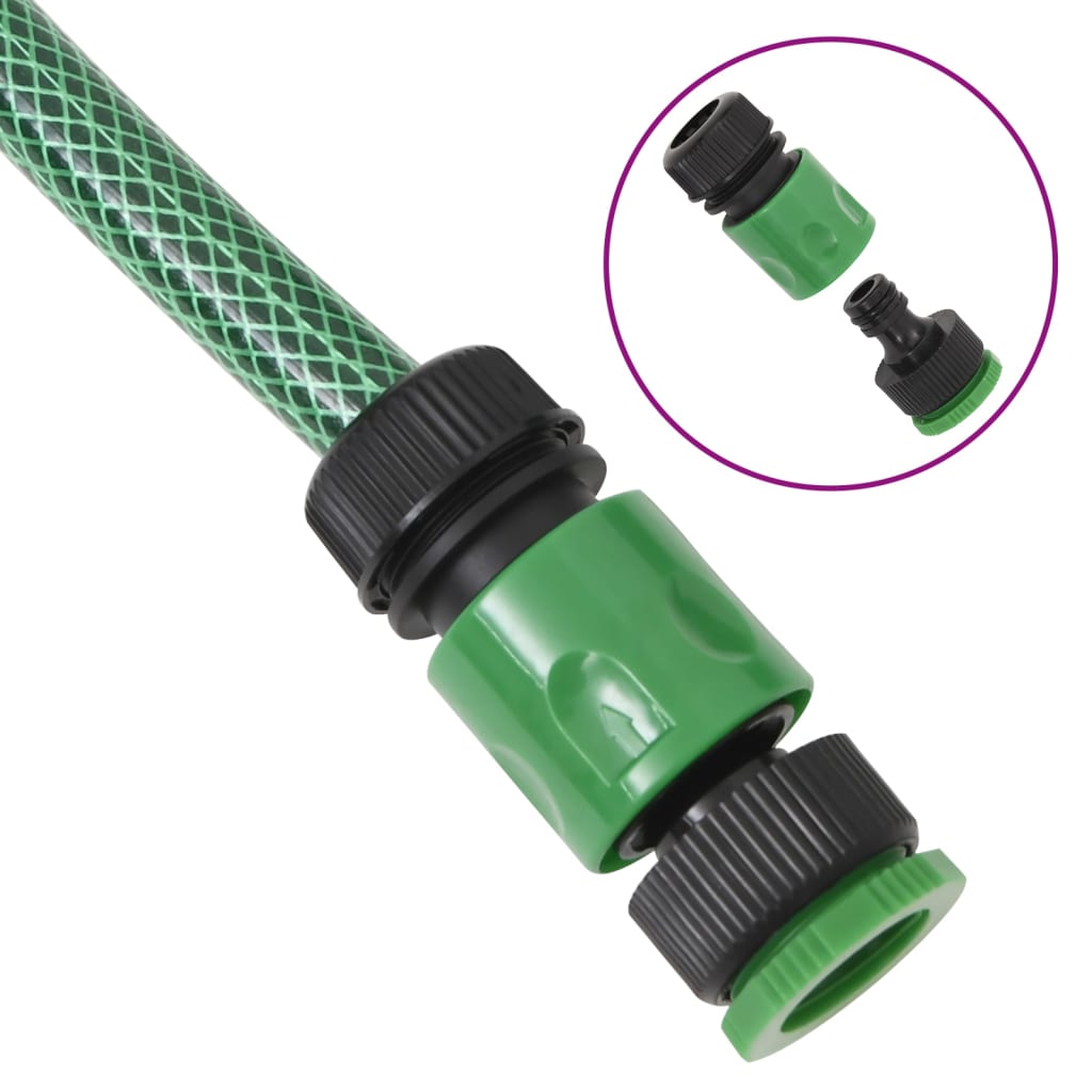 vidaXL Gartenschlauch mit Kupplung-Set Grün 0,75" 50 m PVC