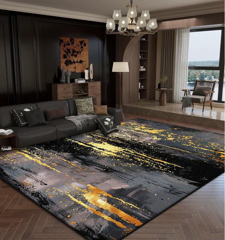 Luxury Abstract Living Room Carpets Golden Decoration Home Sofa Large Area Rugs Bedroom Bedside Tatami Soft Non-slip Floor Mat