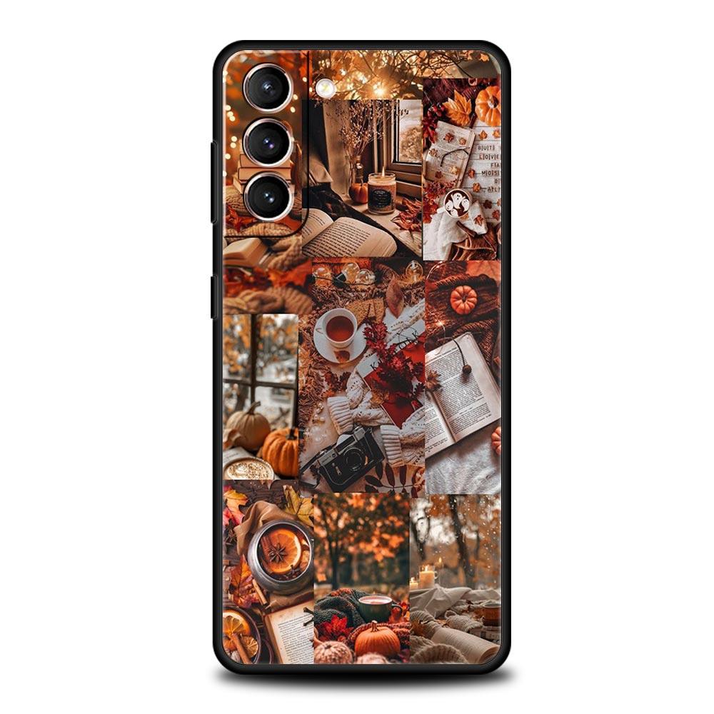 Осенние листья Тыква Кофе Чехол для телефона Samsung Galaxy S26 S25 S24 S23 S22 S20 S21 FE Ultra S25 Edge Plus 5G Мягкий чехол из ТПУ