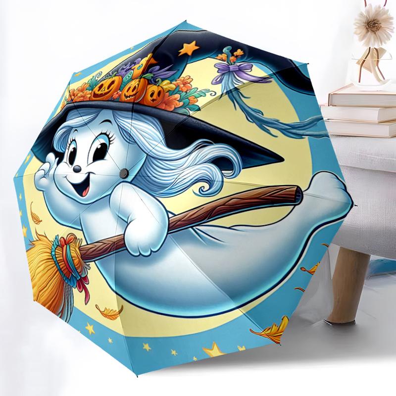 1pc Beautiful witch ghost Durable Cartoon Folding Cartoon Umbrella, Portable Compact Umbrella for Men and Women P013