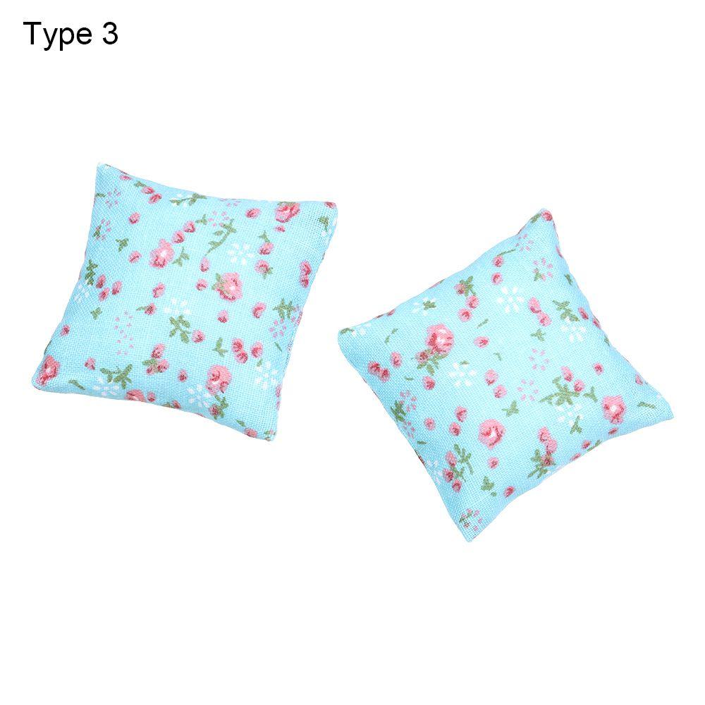 Диван Диван Игрушки Мебель Мини Кукольный домик Подушки Аксессуары для кукол Миниатюрные подушки с цветочным принтом