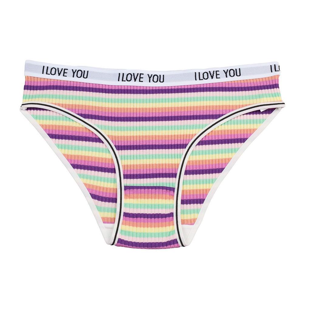 Women's Cotton Underwear Triangle Pants Low Waist Breathable Girls' and Students' Striped Underwear