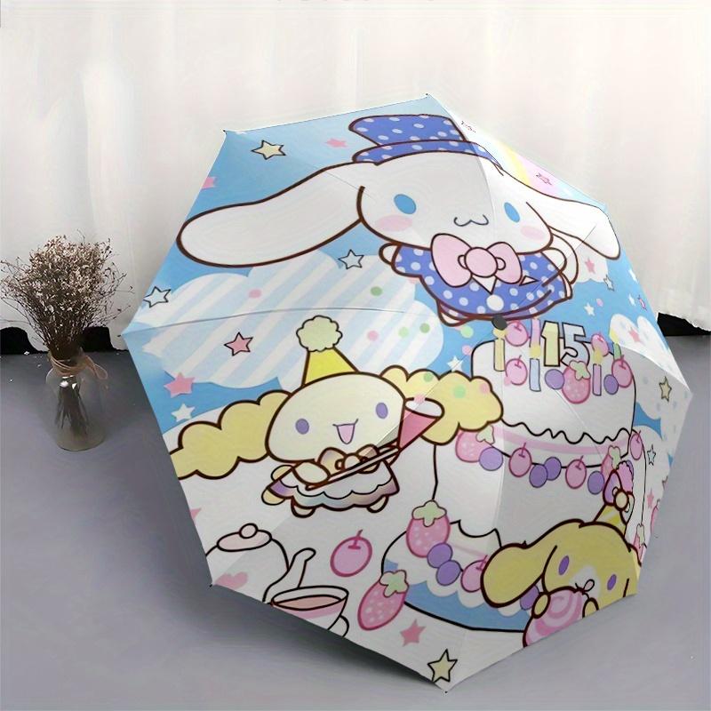 1pc Happy Birthday Cinnamoroll Idea Durable Cartoon Folding Umbrella, Portable 3-Fold Compact Umbrella for Men and Women, Suitable for Travel or Daily