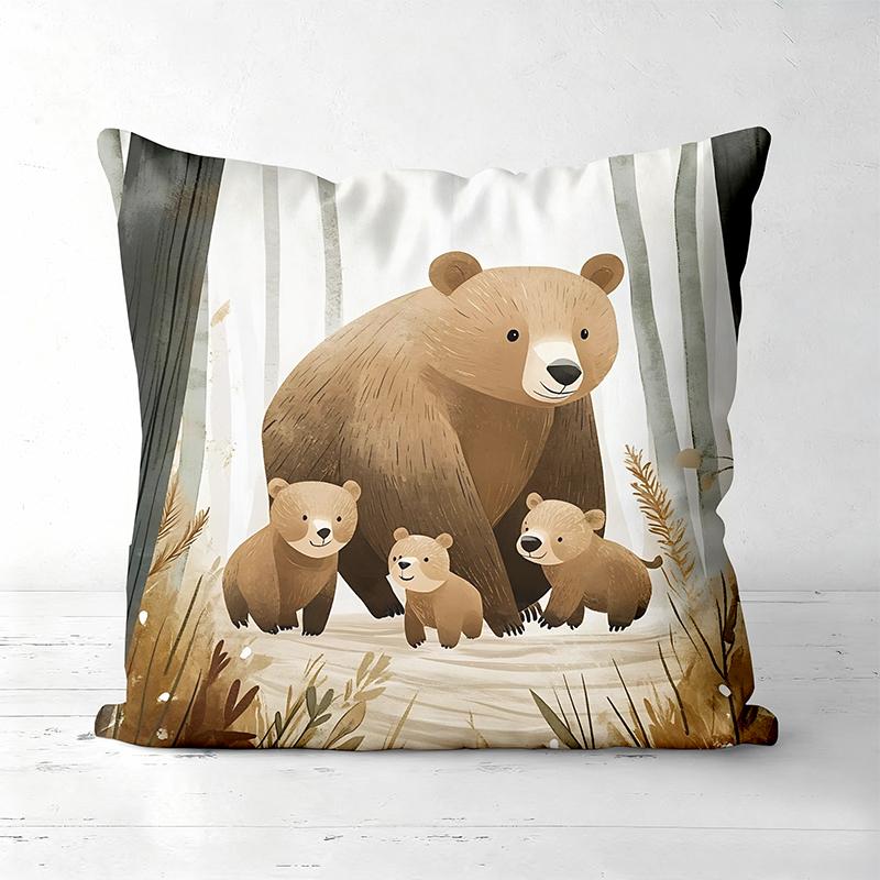 Cute Bear Patterned Throw Pillows for Home Decor Polyester pillowcase, sofa decorative cushion cov Headboard Pillow