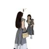 Women's Summer 2023 Plaid A-Line Dress with Contrast Color and Short Flutter Sleeves