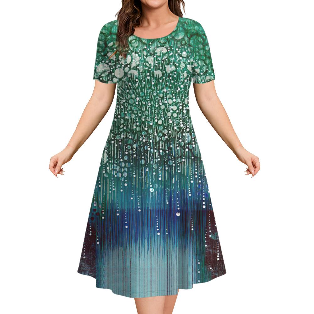 Модные элегантные женские платья Женское вечернее платье Цветной столкновительный пуловер с круглым вырезом Оверсайз Повседневная одежда А-силуэта Тренд 2024