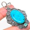Tibetan Turquoise, Chalcedony 925 Sterling Silver Pendant 2.68" Q8r29