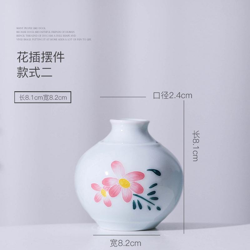 Hand Drawn Small Vase Mini Ceramic Hydroponic Planter Blue and White Porcelain Flower Arrangements Home Decoration Accessories