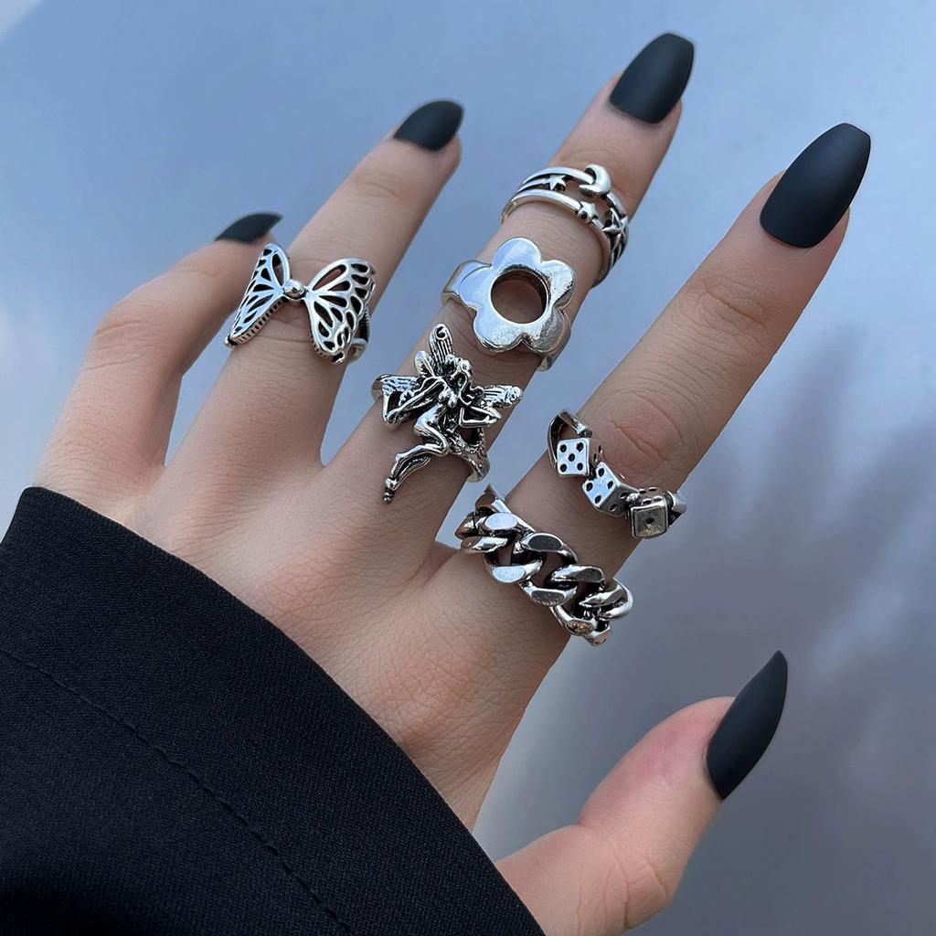 European and American 25-piece Ring Set, Snake Elephant Dripping Oil Gossip Love Leaves Small Flowers Geometric Joint Ring Female