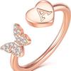 Цвет розового золота 26 английских букв Любовь Сердце CZ циркон открывающиеся кольца в стиле бабочки регулируемые кольца ювелирные изделия