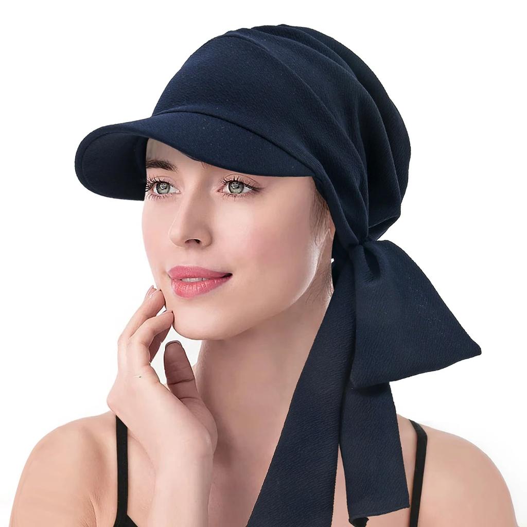 Solid Color Fashion Muslim Hijab Turban Hat for Women Visor Baseball Cap Sun Hats Headscarf Scarf Brim Femme Scarves Bandanas