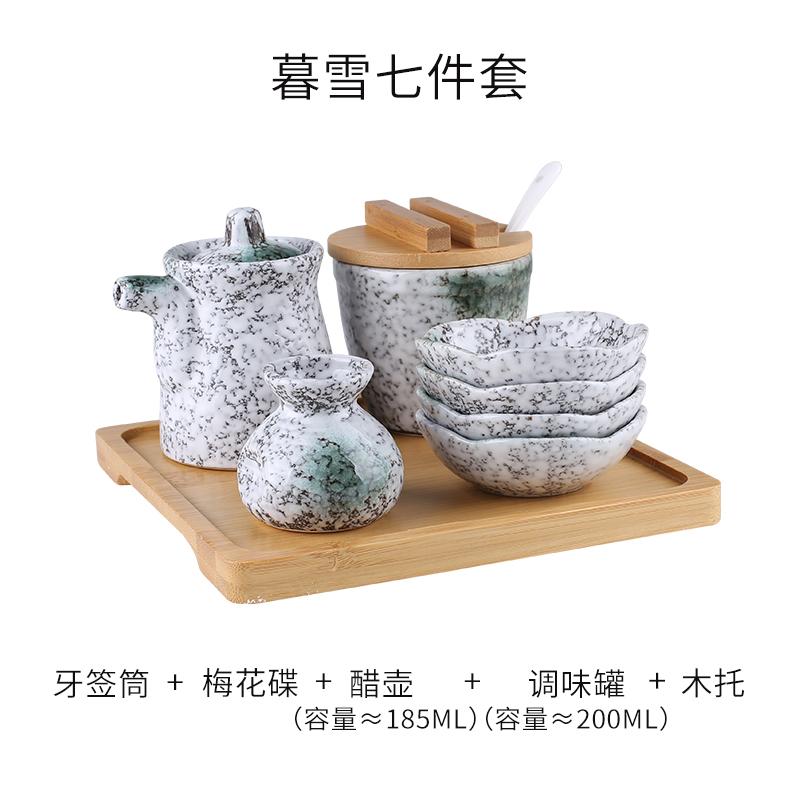 Керамическая банка для приправ, контейнер для специй, банка для специй, набор коробок для приправ, деревянные поддоны, солонка, масленка, баночки для зубочисток, блюдо для дегустации