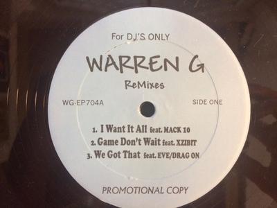 12-дюймовая пластинка WARREN G - Remixes WGEP704 Not On Label 1999 США Рэп и Хип-Хоп/R&B Б/у