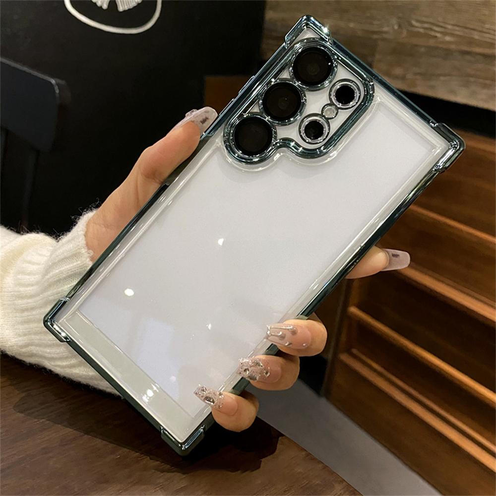 6D покрытие прозрачный чехол для телефона Samsung Galaxy S24 Ultra S23 S22 Plus гальванизированная пленка для линз воздушная подушка бампер чехол