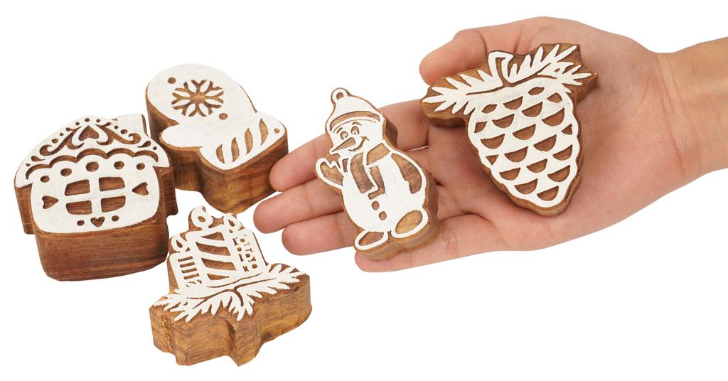 IBA Indianbeautifulart Текстильный печатный блок Зимняя тема Ручная резьба по дереву Печать на деревянном блоке Текстиль