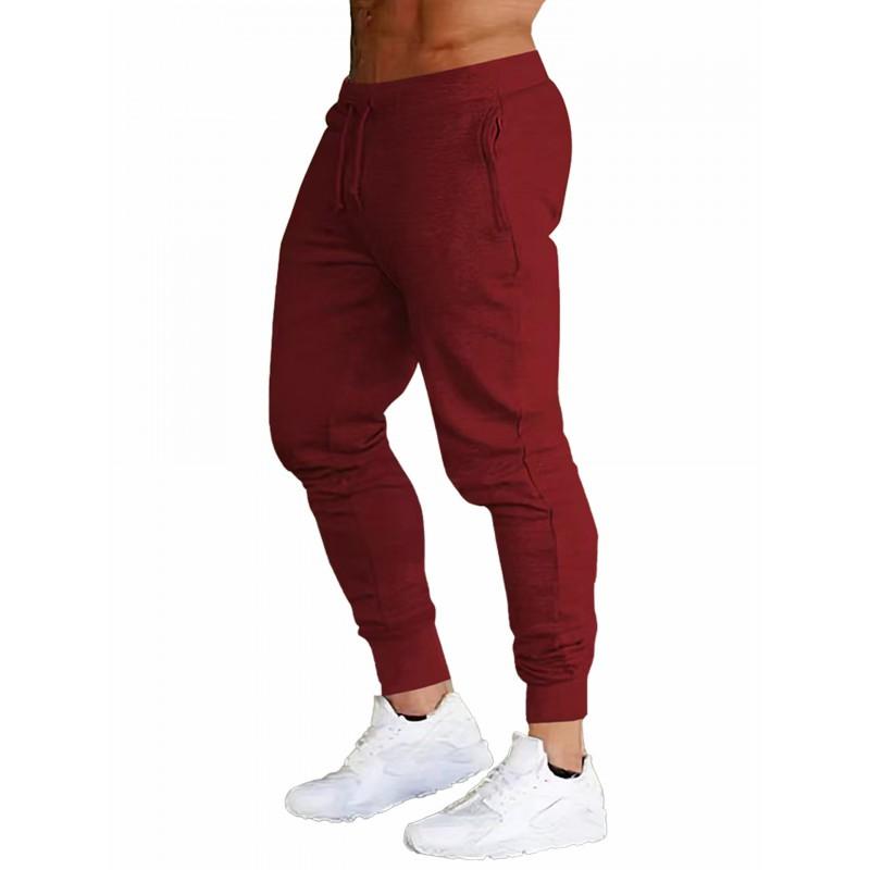 Mens Slim Fit Solid Color Jogger Pants Casual Sport Trousers Gym Walking Wear