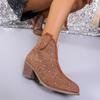 Модные женские ботильоны со стразами, блестящие, на высоком каблуке, Botas De Mujer, осенние, элегантные, для вечеринок, 36-43