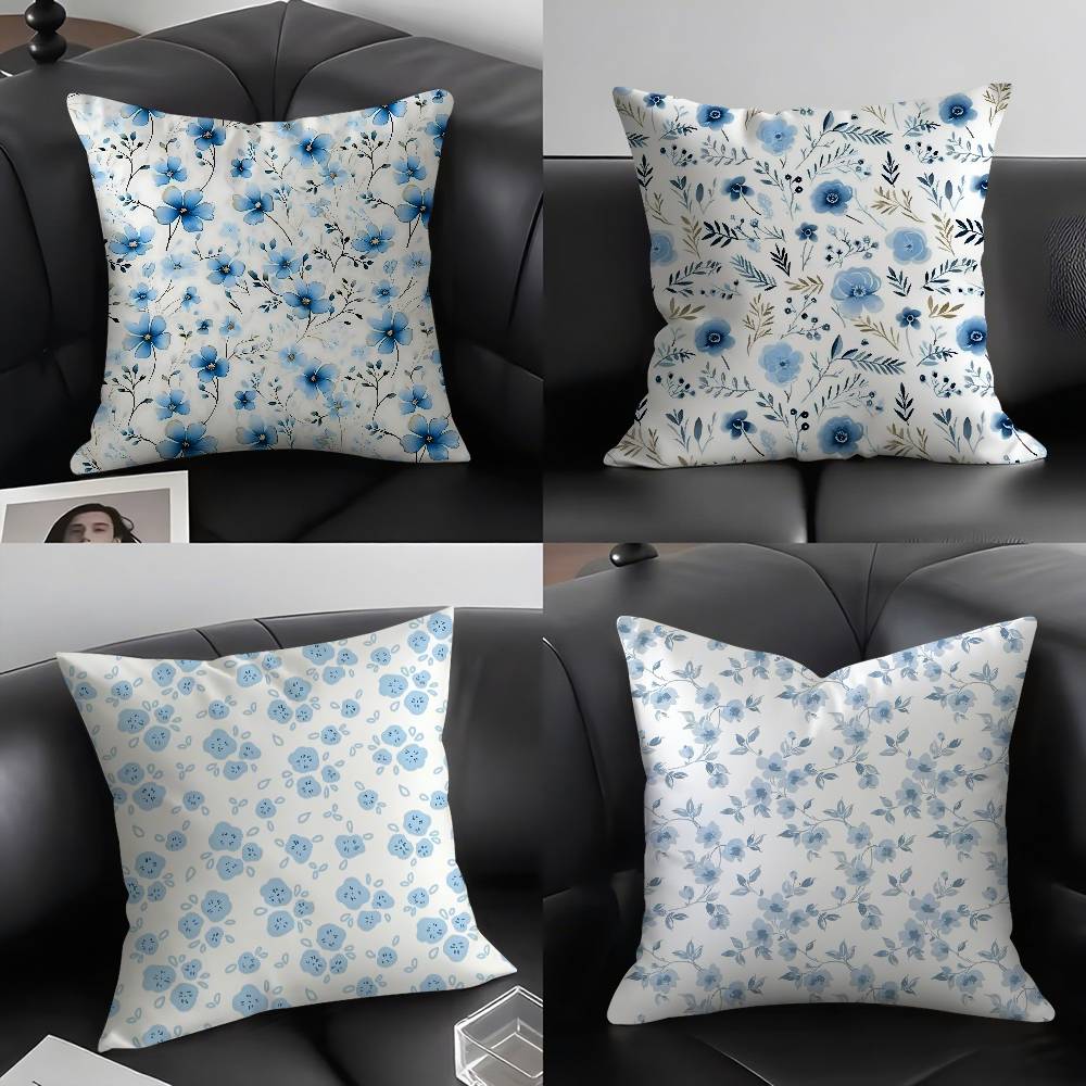 Fashion Small Florals Pillow Case Home Dorm Chair Back Short Plush Double-sided Printing Office Nap Time Cushion Cover