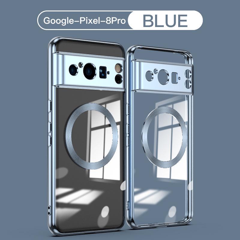 Совместимый гальванизированный магнитный прозрачный противоударный чехол для Google Pixel 9 Pro и 8 Защитный чехол