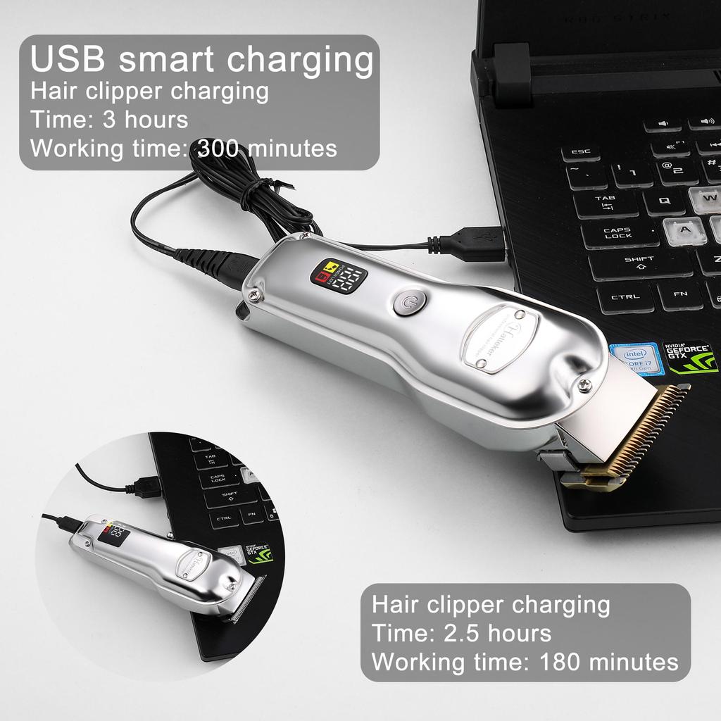 Набор машинка для стрижки волос + триммер с LCD-дисплеем, профессиональные, 14 насадок