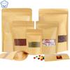 50pcs Kraft Paper Bags Zip Lock Brown With Window Stand Up Resealable Grip Ziplock Pouches Tea Coffee Bean Candy Packaging Food
