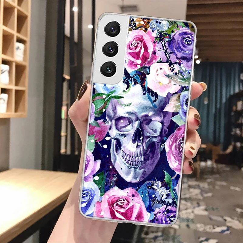 Цветочный Сахарный Череп Цветок Мягкий Чехол Для Телефона Для Samsung Galaxy S24 S23 S22 S25 Ultra S21 Plus S20 FE S10 + S24Ultra Узор Чехол S