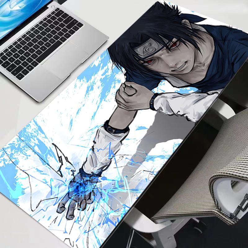 Mouse Pad Gaming New Mousepad Black And White Nnaruto MousePads Cool Keyboard Pad NonSlip Soft Computer Sasuke Uchiha Desk Mat