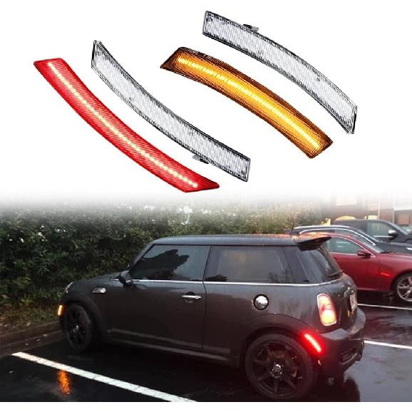 for 2002-2008 Gen1 MINI Cooper R50 R52 R53 Side Marker Light Smoked Lens Amber & Red Full LED Lamps