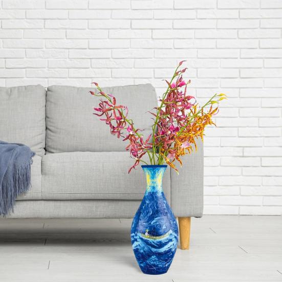 160Pcs/Set 3D Jigsaw Puzzle Vase DIY Handmade Blue White Ceramic Sea Boat