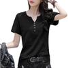 Short-sleeved T-shirt Women's V-neck Loose and Thin 2025 Summer Large Size Solid Color Simple Half-sleeved Top