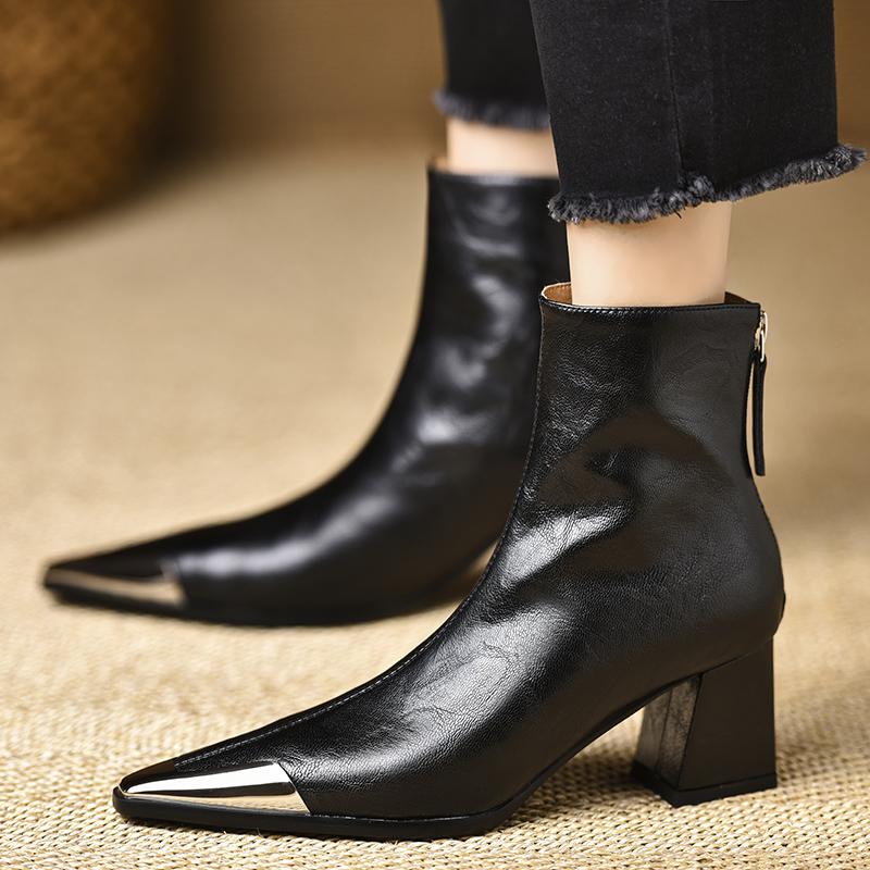 New Designer Vintage Women Ankle Boots Fashion Pointed Toe Short Booties Elegant High Heels Shoes Botas Mujer