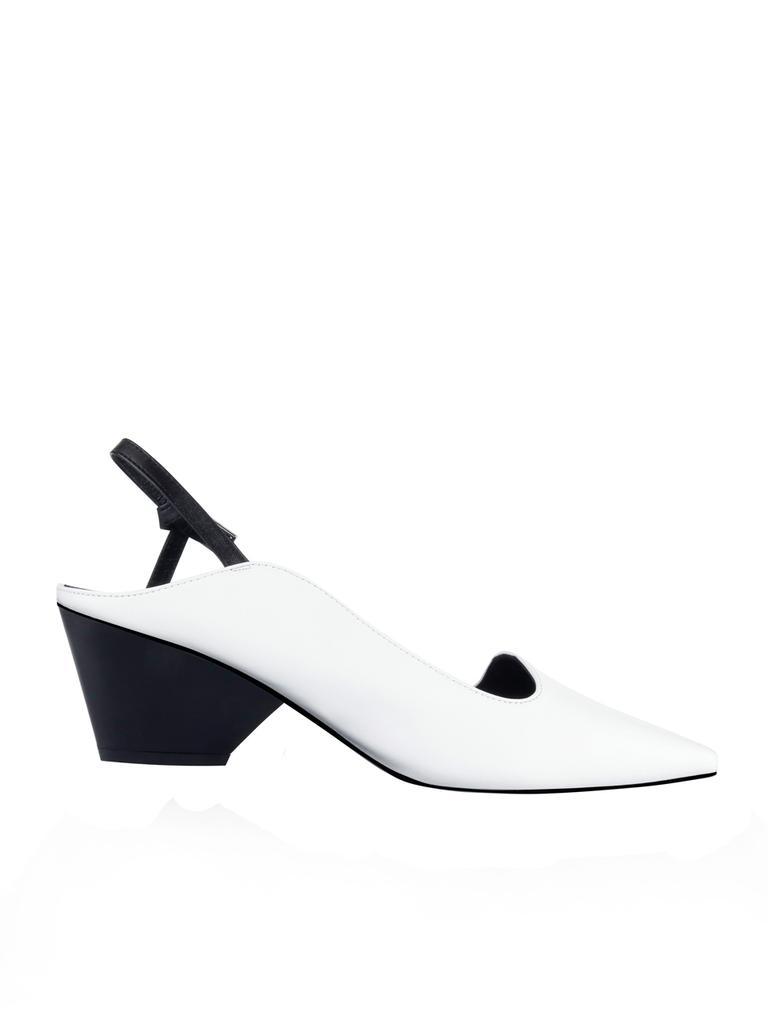 Commegee Asymmetric Wave Sling-Back Shoes / Cg1021Wh