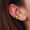 Yori Позолоченная нержавеющая сталь 18K Клипсы для ушей Двухцветный Изогнутый дизайн Элегантные Современные для Любого Случая Украшения НОВИНКА