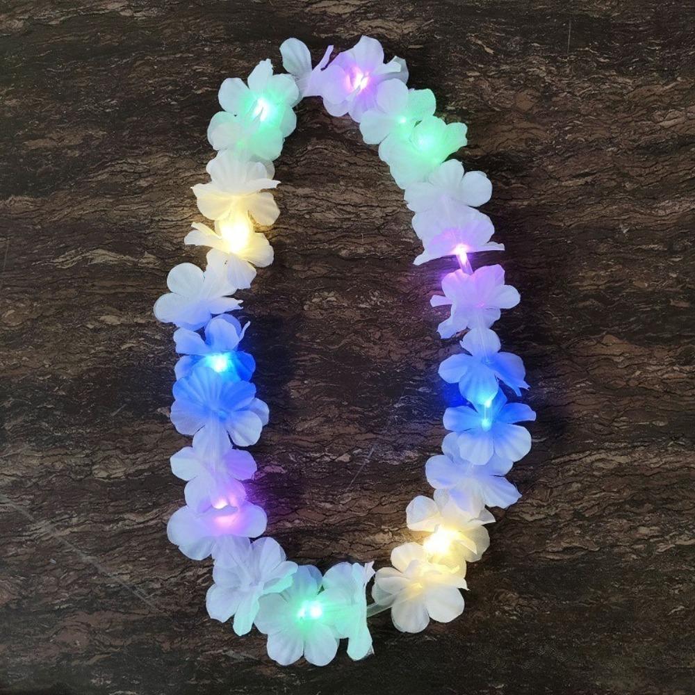 Пляжные Аксессуары Цветочный Венок Разноцветный Светящийся Лей Гавайская Цветочная Гирлянда Товары для Вечеринки