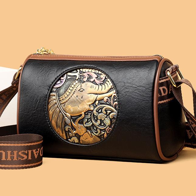 Women Crossbody Bag Large Capacity Pillow Bag Commuting Retro Ethnic Style Elephant Women's Shoulder Bag