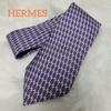 Б/у Отличное состояние ГАЛСТУК HERMES, узор H, фиолетовый, шелк, 5393 OA